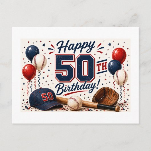 Honkbal 50e verjaardag briefkaart (Voorkant)