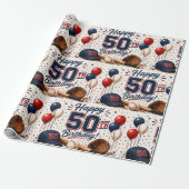 Honkbal 50e verjaardag cadeaupapier (Uitgerold)