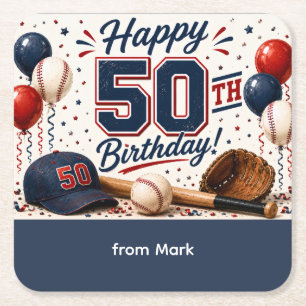 Honkbal 50e verjaardag Dank je Kartonnen Onderzetters