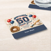 Honkbal 50e verjaardag Dank je Kartonnen Onderzetters (Schuin)