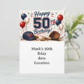 Honkbal 50e verjaardag kaart (Staand voorkant)