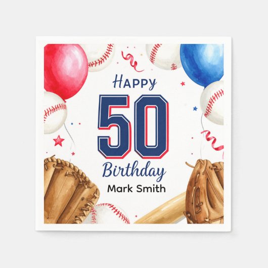 Honkbal 50ste verjaardag servet (Voorkant)