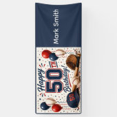 Honkbal 50ste verjaardagsfeestje spandoek (Verticaal)