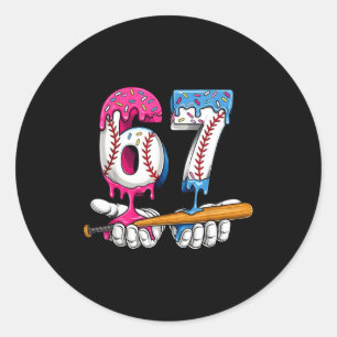 Honkbal 67 Ijs Drip Zes Zeven Jongens Grappig Mij Ronde Sticker