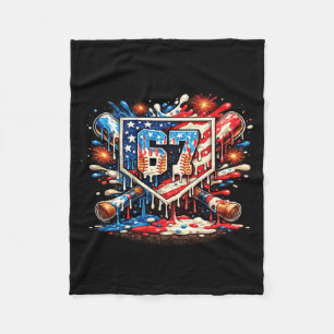 Honkbal 67 Meme 4 juli Drip Ijs Aamerican Fleece Deken