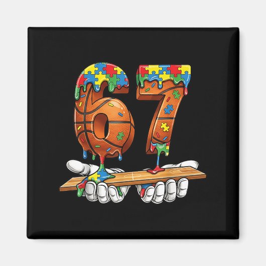 Honkbal 67 Puzzel Drip Six Seven Meme Jongens Auti Magneet (Voorkant)