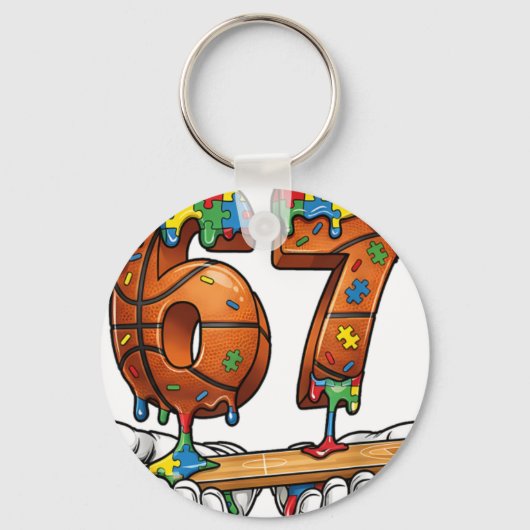 Honkbal 67 Puzzel Drip Six Seven Meme Jongens Auti Sleutelhanger (Voorkant)