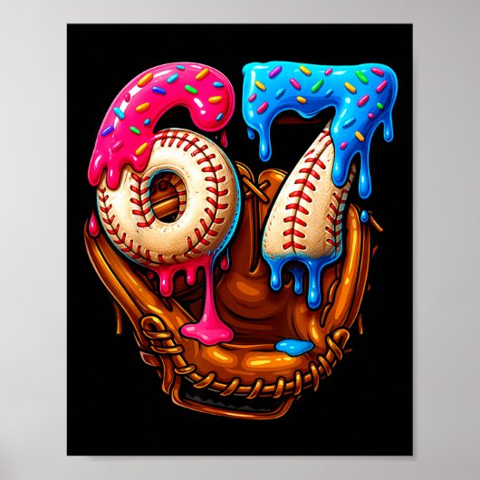 Honkbal 67 Zes Zeven Grappig 6 7 Meme Gen Alpha Me Poster (Voorkant)