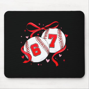 Honkbal 67 Zes Zeven Meme Coquette Strik Valentijn Muismat