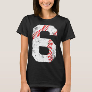 Honkbal 6 Jersey Nummer T Shirt