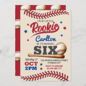 Honkbal 6e verjaardag uitnodiging (Voorkant / Achterkant)