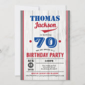 Honkbal 70e verjaardag uitnodiging. rustiek hout kaart (Voorkant)