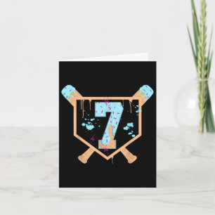 Honkbal 7 Jaar Oude Ice Cream Drip 7e Verjaardag B Kaart