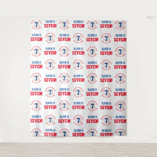 Honkbal 7e Verjaardag Jongens Step Repeat Achter Wandkleed