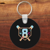 Honkbal 8 Jaar Oude Ice Cream Drip 8e Verjaardag B Sleutelhanger (Voorkant)