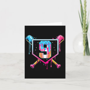 Honkbal 9 Jaar Oude Ijs Drip 9e Verjaardag Bo Kaart