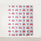 Honkbal 9e Verjaardag Jongens | Step Repeat Achter Wandkleed (Voorkant)