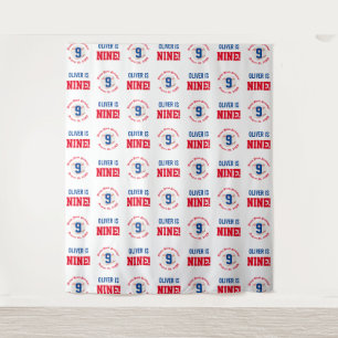 Honkbal 9e Verjaardag Jongens   Step Repeat Achter Wandkleed
