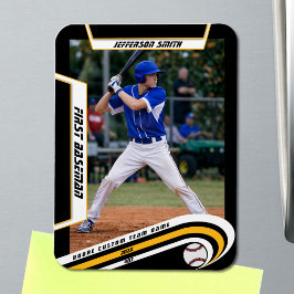 Honkbal Aandenken Levendig Geel Zwart Aangepast Magneet