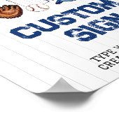 Honkbal Aangepaste Tafel Teken Verjaardagsfeest Poster (Hoek)