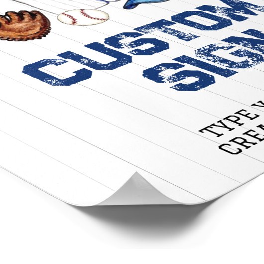 Honkbal Aangepaste Tafel Teken Verjaardagsfeest Poster (Hoek)