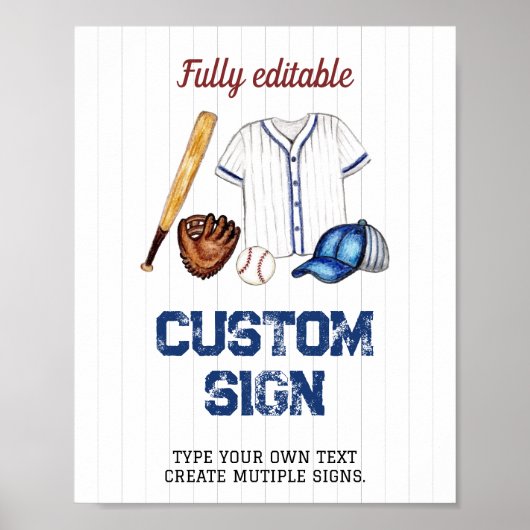 Honkbal Aangepaste Tafel Teken Verjaardagsfeest Poster (Voorkant)