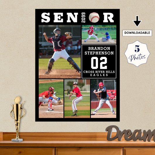 Honkbal Afstudeerfoto Collage 5 Poster