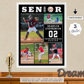 Honkbal Afstudeerfoto Collage 5 Poster