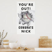 honkbal afstuderen gecongrind poster (Keuken)