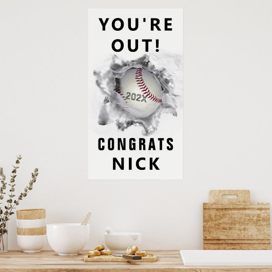 honkbal afstuderen gecongrind poster (Keuken)