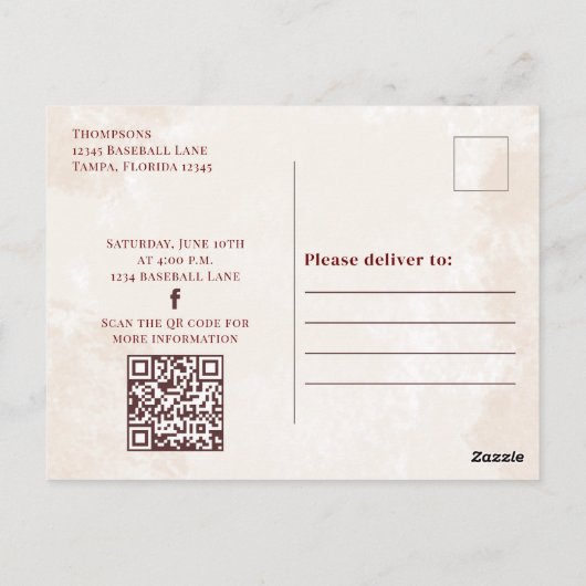 honkbal All Star Simple Birthday Party Briefkaart (Achterkant)