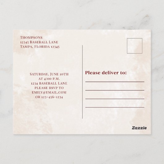 honkbal All Star Simple Birthday Party Briefkaart (Achterkant)