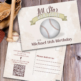 honkbal All Star Simple Birthday Party Briefkaart