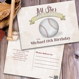  honkbal All Star Simple Birthday Party Briefkaart