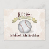  honkbal All Star Simple Birthday Party Uitnodiging Briefkaart (Voorkant)