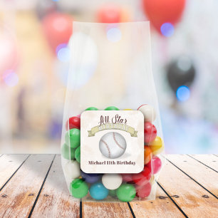  honkbal All Star Simple Birthday Party Vierkante Sticker