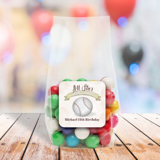  honkbal All Star Simple Birthday Party Vierkante Sticker