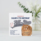 Honkbal All Star Sports Gestreepte Verjaardagsfees Kaart (Staand voorkant)