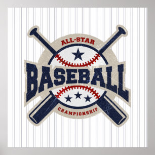 Honkbal All Star Team Sport Verjaardagsfeest Banne Poster