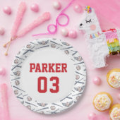 Honkbal All Star Verjaardag Rood Papieren Bordje (Feest)