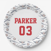  Honkbal All Star Verjaardag Rood Papieren Bordje (Voorkant)