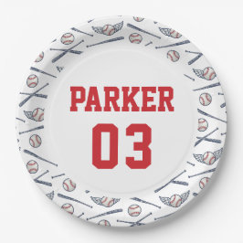  Honkbal All Star Verjaardag Rood Papieren Bordje