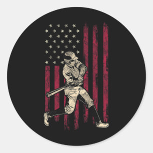 Honkbal Amerikaanse vlag 4 juli T-shirt GIF Ronde Sticker