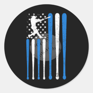 honkbal Amerikaanse vlag honkbal geesten Ronde Sticker