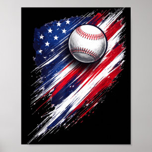Honkbal amerikaanse vlag jongens meisjes mannen vr poster
