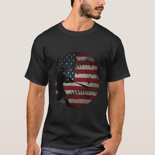 honkbal amerikaanse vlag juli van 4 t-shirt (Voorkant)