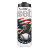 Honkbal: Amerikaanse vlag, vleermuis, handschoen Thermosbeker (Voorkant)