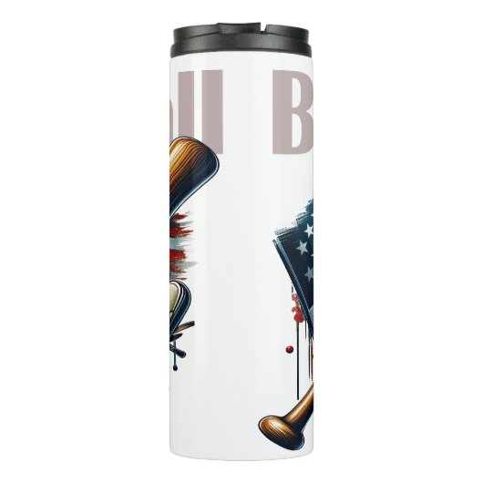 Honkbal: Amerikaanse vlag, vleermuis, handschoen Thermosbeker (Achterkant)