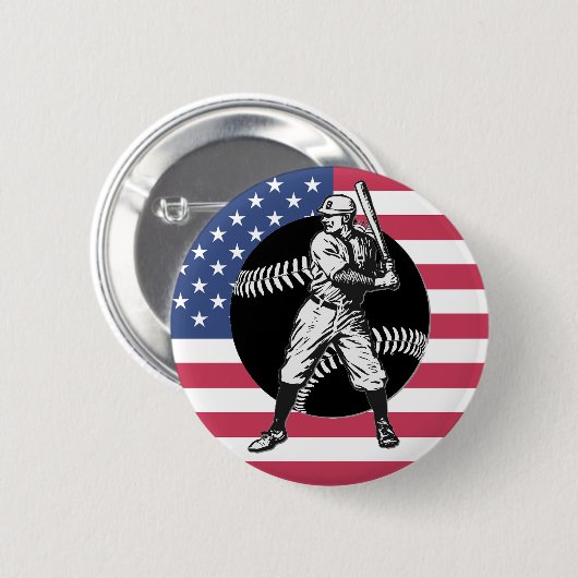 Honkbal: antieke knoop ronde button 5,7 cm (Voorkant /achterkant)