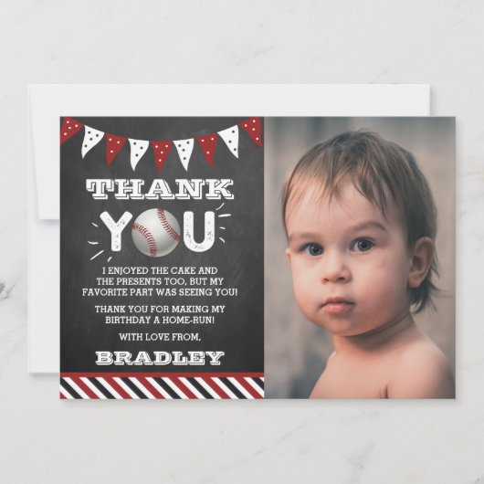 Honkbal Any Age Verjaardag Foto Bedankkaart (Voorkant)